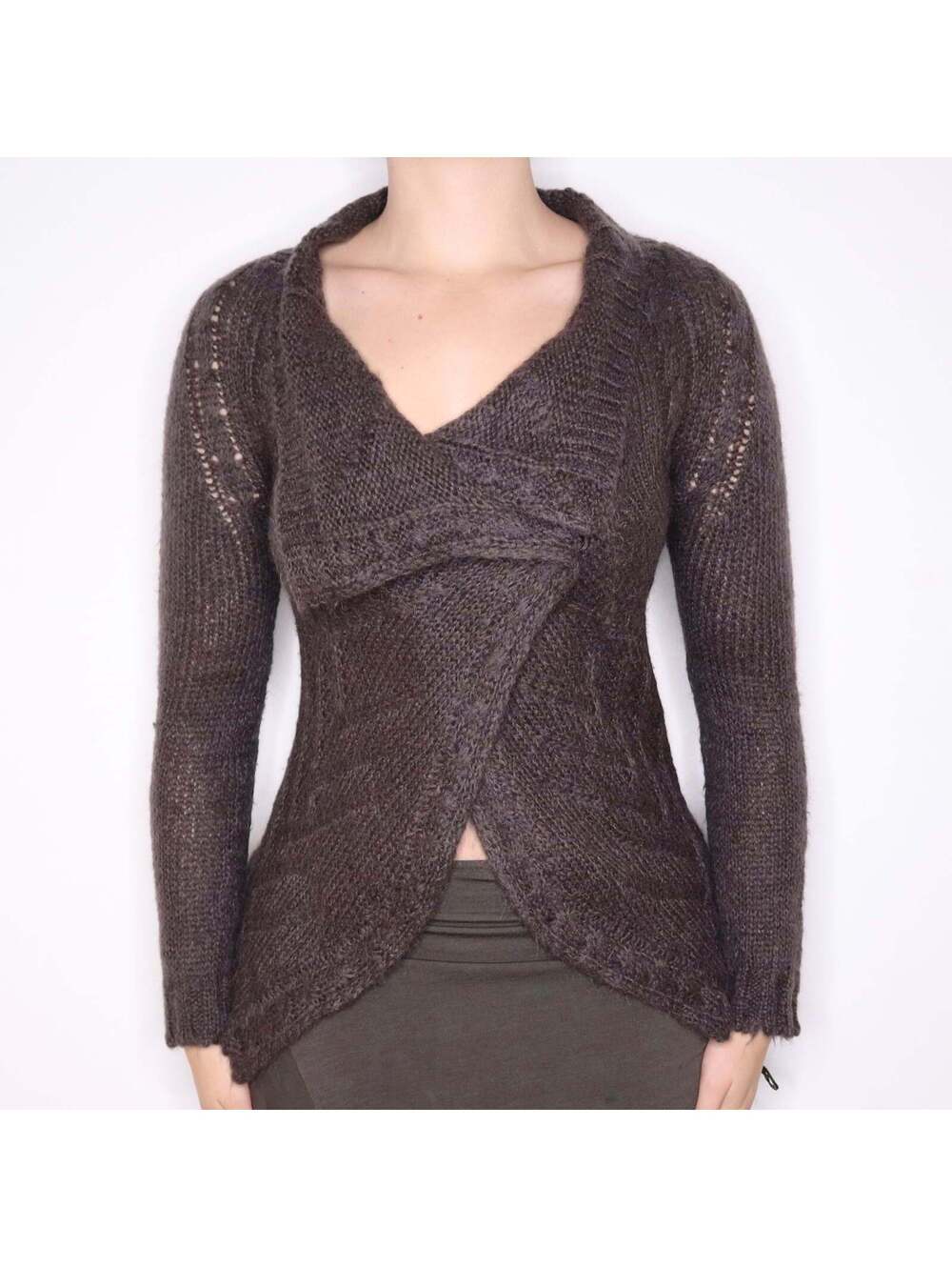 Y2K Italian Brown Mohair Blend Cardigan (S)